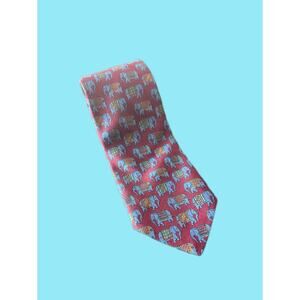 Brooks Brothers Tie Red All Over Elephants Print Silk NEW